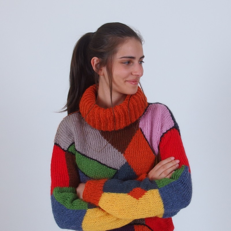 Colorblock Roll-Neck Sweater - Merinossa