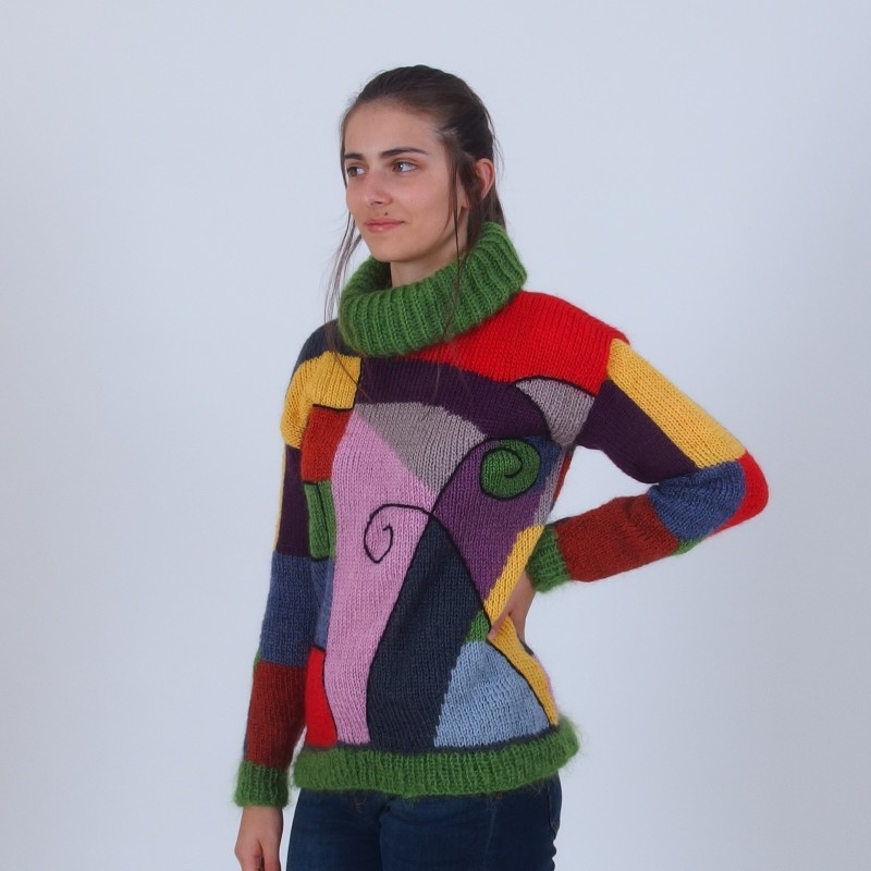 Colorful fuzzy women's sweater - Merinossa