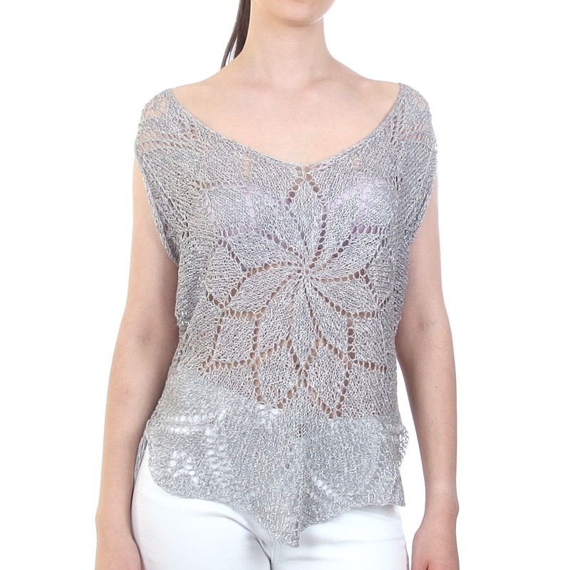 Плетен топ кроше с ресни - Merinossa