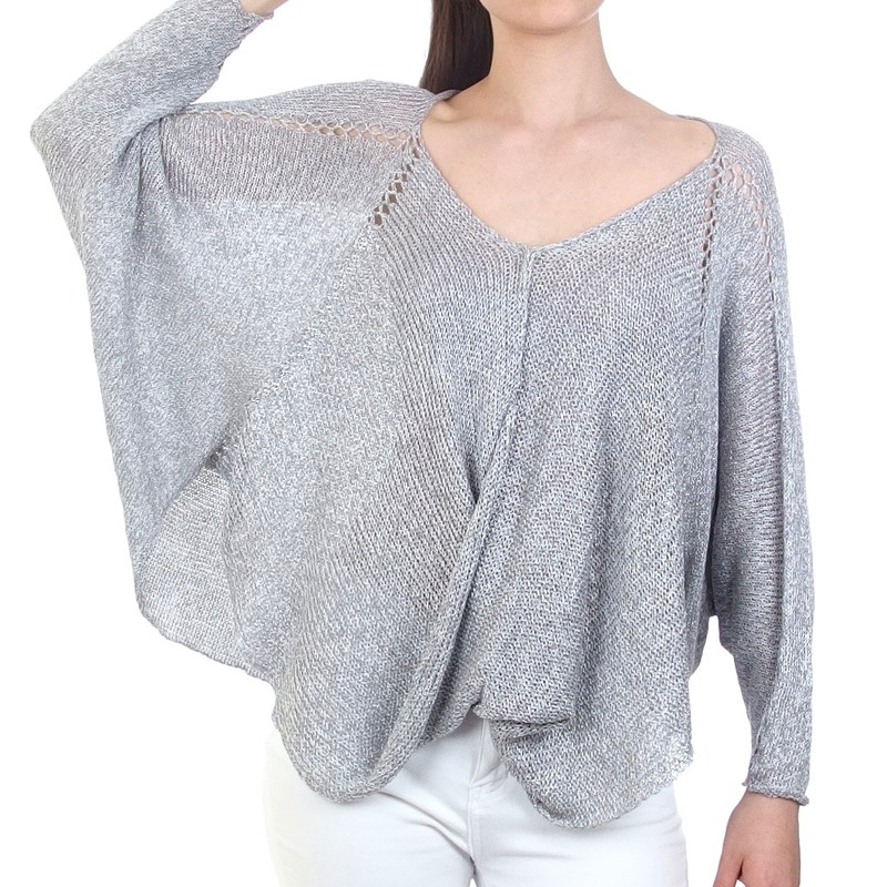 Blouse à manches chauve-souris croisée sur le devant - Merinossa