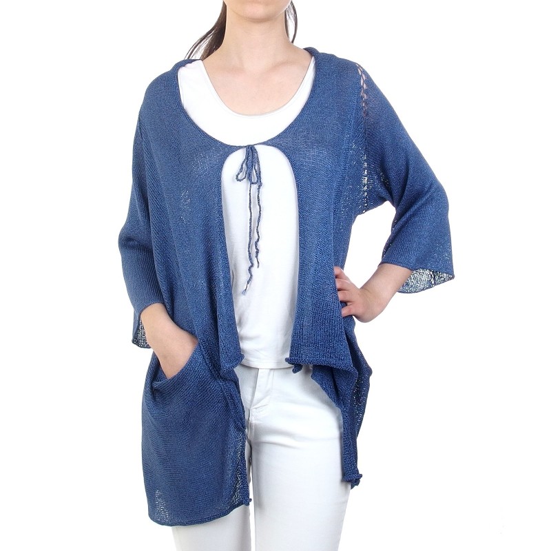 Отворена дамска жилетка с джобове - Merinossa