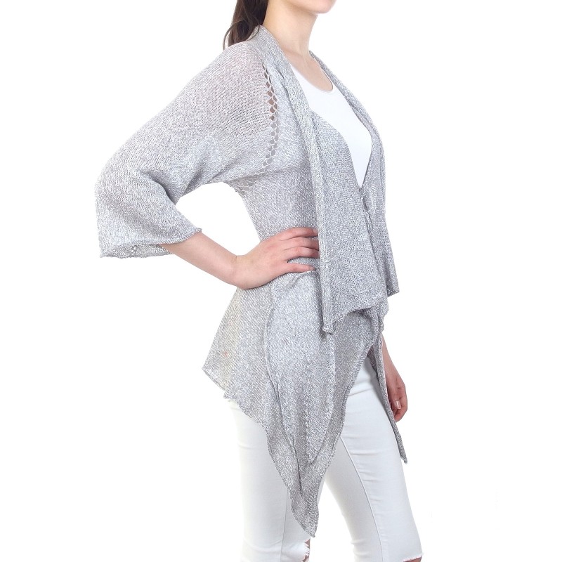 Wandelbare Strickjacke mit Blumenstickerei - Merinossa