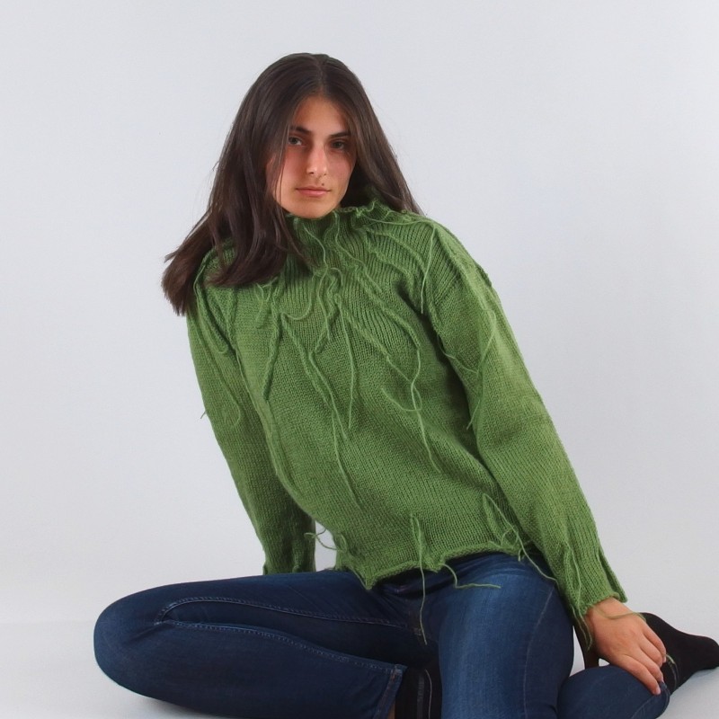 Textured Mock Neck Sweater - Merinossa