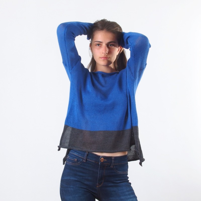Short Merino Two Tone Sweater - Merinossa