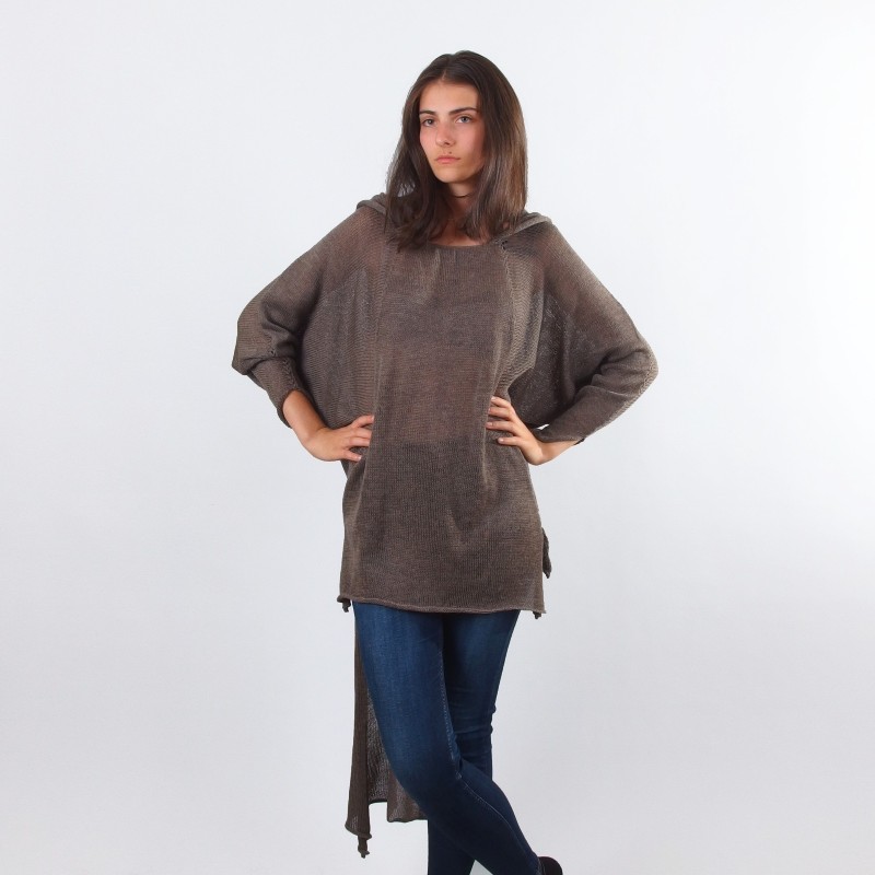 Merino Hooded High Low Sweater - Merinossa