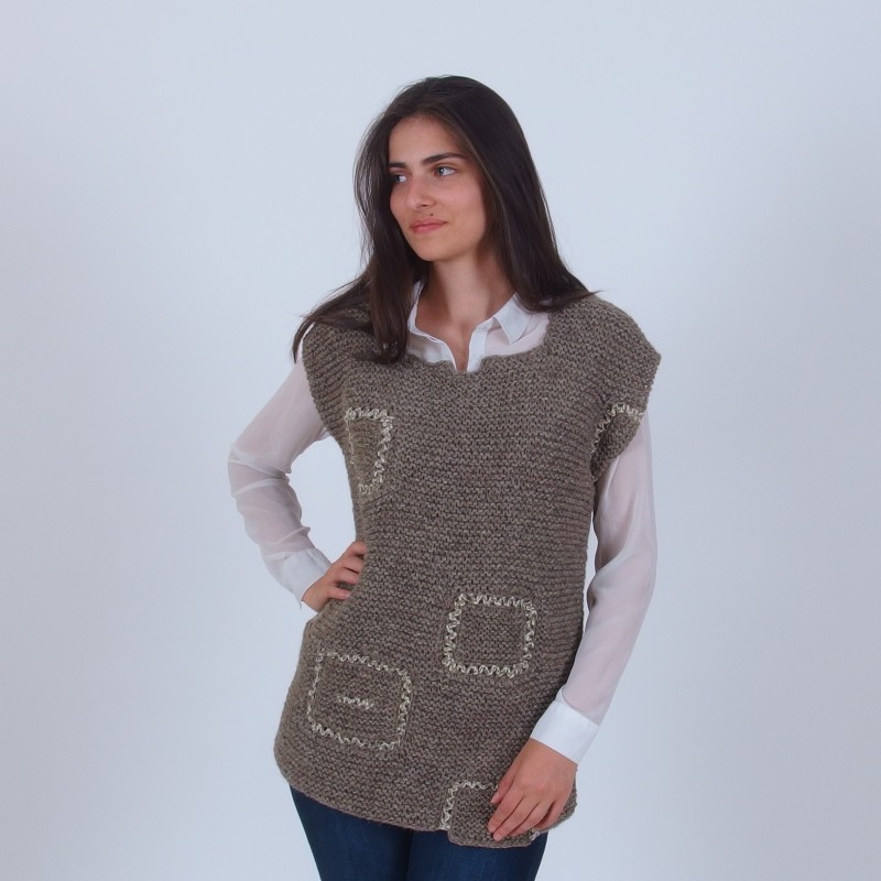 Sleeveless Patchwork Wool Sweater - Merinossa