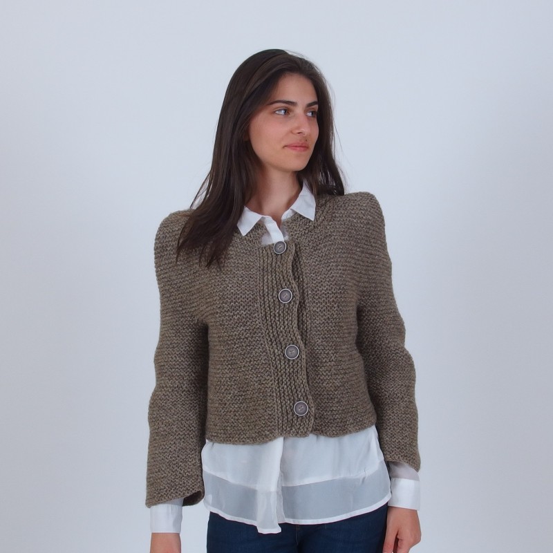 Woll Strickjacke with Puff Sleeves - Merinossa