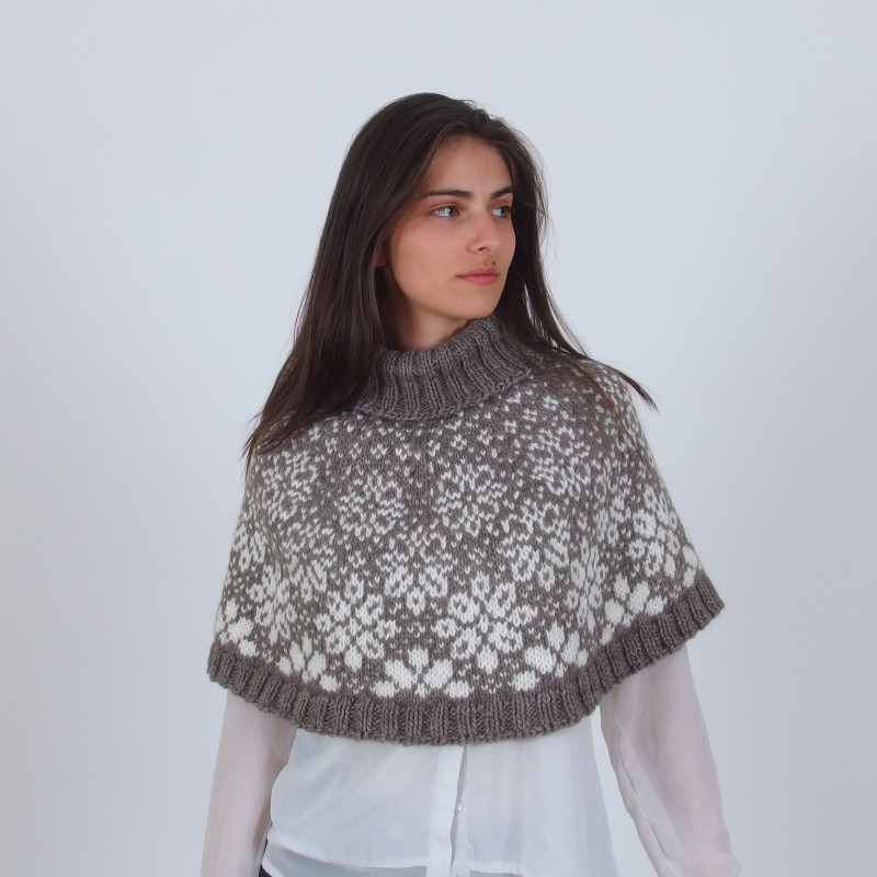 Short Turtleneck Wool Poncho - Merinossa