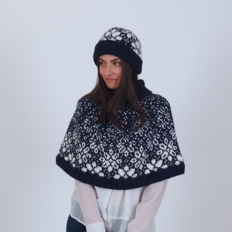 Floral Hand Knit Poncho - Merinossa