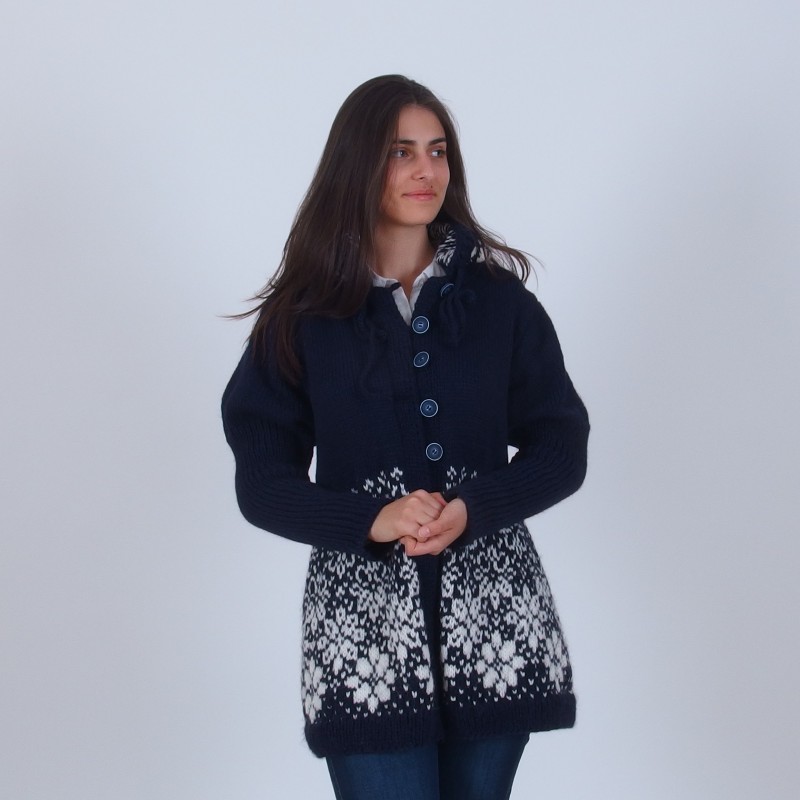 Long Alpaca Woll Strickjacke - Merinossa