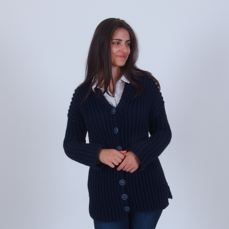 Long Alpaca Woll Strickjacke - Merinossa