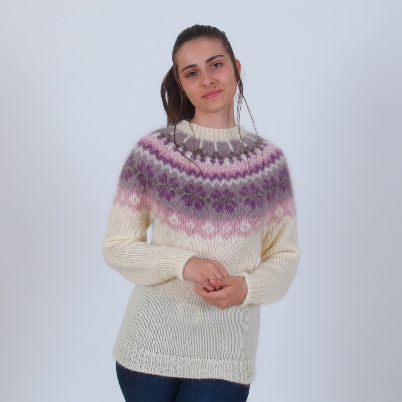 Fluffy Icelandic Floral Sweater - Merinossa