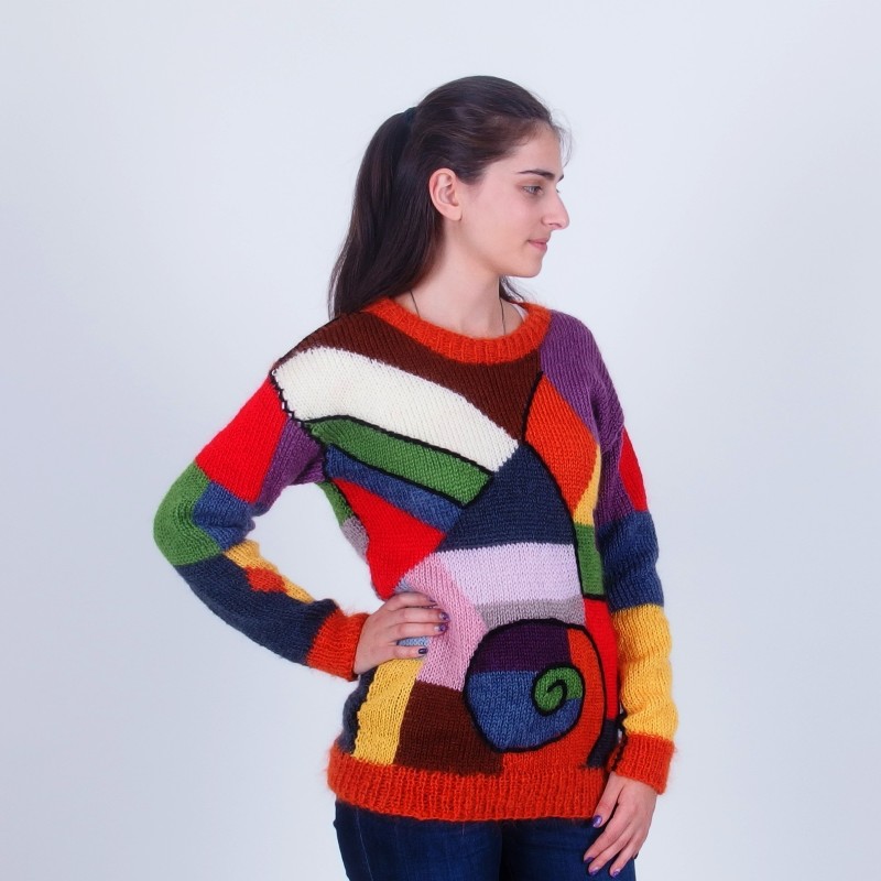 Patchwork Sweater in Vibrant Colors - Merinossa