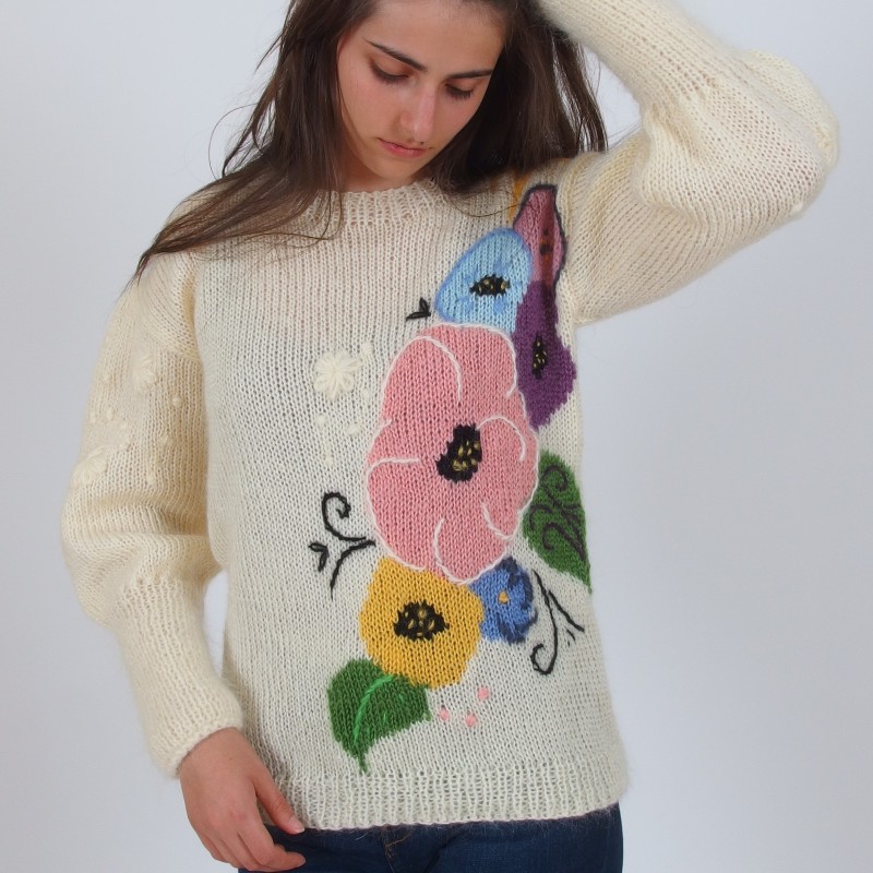 Artistic Floral Mohair Sweater - Merinossa